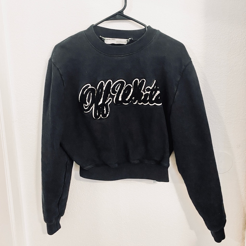 OFF-WHITE Black Cropped Sweatshirt XS